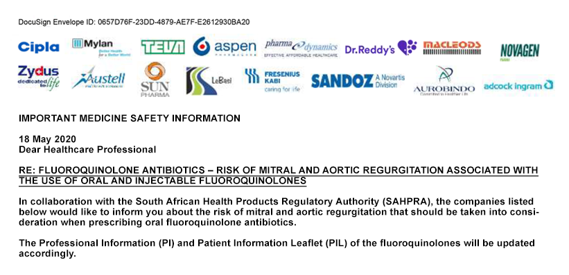 Fluoroquinolone antibiotics-risk of mitral and aortic regurgitation