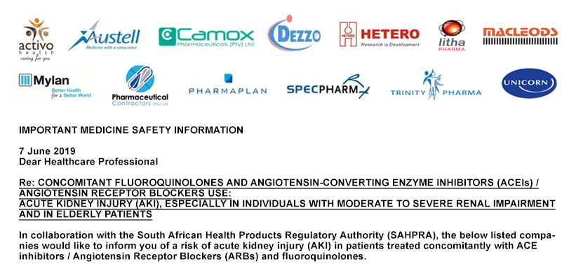 Concomitant fluoroquinolones and angiotensin-converting enzyme inhibitors (ACEIs)